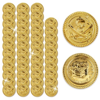 relaxdays Piraten-Kostüm Goldmünzen 48er Set goldfarben