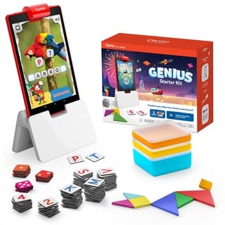 Osmo - Genius Starter Kit für Fire Tablet — 5 Lernspiele für Kinder von 6 bis 10 Jahren — Rechtschreibung, Mathematik, Kreativität und mehr — STEM-Spielzeug ( Osmo Fire-Tablet-Basis im Lieferumfang enthalten (exklusiv bei Amazon)