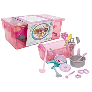 Play Circle Kinderküche Zubehör Geschirr Set, Topfset, backen – Kinder Kochgeschirr für Spielküche – Spielzeug Küchenzubehör Spielgeschirr ab 3 Jahre (21 Teile), 34 x 20 x 13 cm