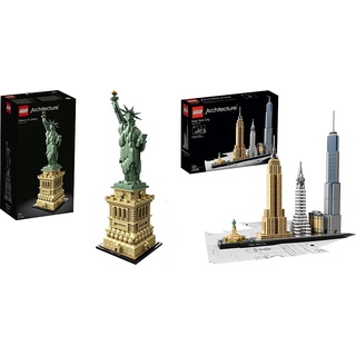 LEGO 21042 Architecture Freiheitsstatue, Mehrfarbig & 21028 Architecture - New York City, Skyline-Kollektion, Bausteine