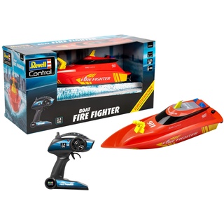 Revell Control Feuerlöschboot I Ferngesteuertes RC Boot für junge und Erwachsene Feuerwehrmänner ab 14 Jahren I RC Boot mit LI-ION Akku für Stundenlange Action Feuerwehr Design I mit Löschkanone, Rot