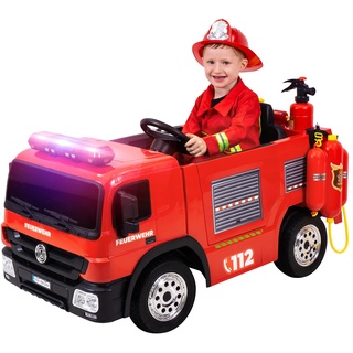 Kinder-Elektro-Feuerwehrauto SX1818, Spritze, Sirene, Blaulicht, 70 Watt, Servolenkung, Bluetooth