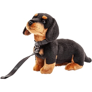 Uni-Toys - Dackel (mit Leine) - 27 cm (Länge) - Plüsch-Hund, Haustier - Plüschtier, Kuscheltier