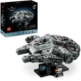 LEGO Star Wars 75375 Millennium Falcon, Set de Construction, Vaisseau Spatial, Adultes