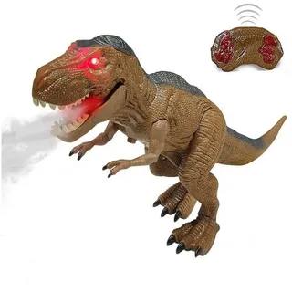 Esun Spielfigur Ferngesteuerter Dinosaurier Spielzeug ab 4 5 6 8 jahre jungen mit LED, (Packung, Komplettset), Dino Roboter Kinder Spielzeug mit Gehen und roar braun