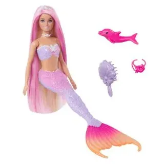 Barbie Puppe Meerjungfrau, New Feature Mermaid, ab 3 Jahre, Malibu-Puppe mit Farbwechseleffekt, Zubehör, 30 cm