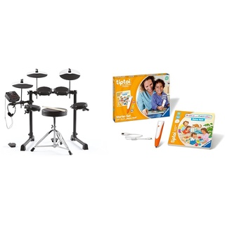 Alesis Debut Kit - Kinder Drum Kit mit 4 Mesh E-Drum Set Pads & Ravensburger tiptoi Starter-Set 00112: Stift und Bilderbuch Suchen und Entdecken Meine Welt - Lernspiele für Kinder ab 2 Jahren
