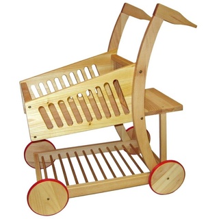 ESTIA Holzspielwaren Spiel-Einkaufswagen Einkaufswagen aus Holz, Robuster, multifunktionaler Einkaufswagen aus Holz