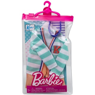 Barbie Fashion Pack Ken Kleidungsset, Pullover gestreift, Blau und Weiß, lange Shorts Khaki und Maske für Ken Puppe