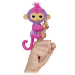 FINGERLINGS – Charli – Kleiner interaktiver AFFE rosa/violett – Elektronisches Plüschtier für Kinder ab 5 Jahren – Interaktives Tier, das am Finger befestigt Wird – Reaktionen auf Berührung mit 70