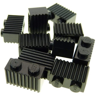 10 x Lego System Basic Bau Stein schwarz 1x2 mit Rillen geriffelt für Star Wars Harry Potter Hobbit Eisenbahn 2877