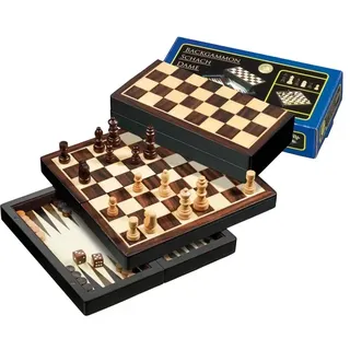 Philos-Spiele Reise-Schach-Backgammon-Dame-Set, magnetisch, Feld 22 mm 2507