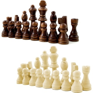 Holz Schachfiguren mit Filzgleiter Königshöhe 90 mm - Staunton Design Schach Holzfiguren mit Filzgleiter Braun Weiß Gr. XL König 90mm Springer handgeschnitzt