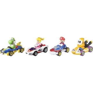 Hot Wheels GWB38 - Mario Kart Die-Cast-Charaktere in 4er-Fahrzeugsortiment, Geschenkset #2, Spielzeug ab 3 Jahren