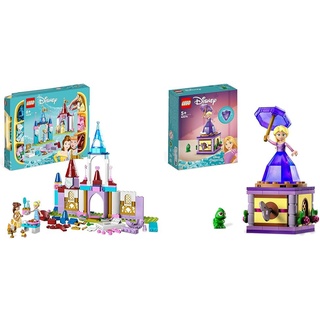 LEGO 43219 Disney Princess Kreative Schlösserbox & 43214 Disney Princess Rapunzel-Spieluhr, Prinzessinnen Spielzeug Zum Bauen Mit Rapunzel Mini-Puppe, Diamantkleid Und Chamäleon Pascal Für Kinder