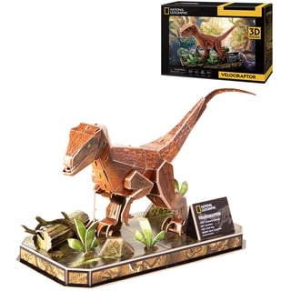 National Geographic Velociraptor 3D-Puzzle, Modelle zum Zusammenbauen von 3D-Puzzles, 3D-Puzzle für Kinder, Dinosaurier, Spielzeug für Kinder von 8 Jahren, 63 Teile