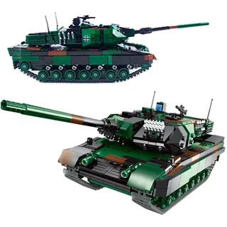 Tirff Technik Panzer Bausteine, 1346 Klemmbausteine 1/30 Technik Kampfpanzer Leopard 2A6 Panzer Modell, Militär Panzerträger Modellbausatz Spielzeug für Kinder und Erwachsene, Kompatibel mit Lgo