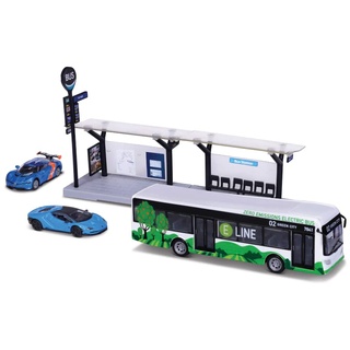 BBURAGO 1/64 öffentliche Verkehrsmittel – Playset City Bus + Station + 2 Fahrzeuge