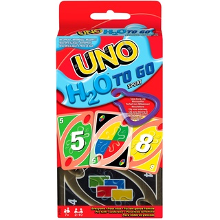 Mattel Games UNO H2O To Go, Uno Kartenspiel für die Familie, Uno wasserfest und zum Anhängen mit Karabinerhaken, Perfekt als Strand Spielzeug oder Reisespiel, für 2-10 Spieler, ab 7 Jahren, P1703