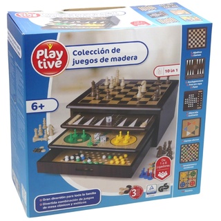 Playtive Brettspiel-Sammlung 10in1 aus Holz riesiger Spielspaß Schach Dame Ludo