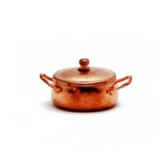 Gutshof miniaturen 1 zu 12 Kupfer Mini Kochtopf Kochgeschirr Oval Topf Set aus Metall mit Deckel 1zu12