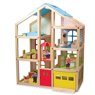 Melissa & Doug Puppenhochhaus aus Holz mit Möbeln und Spielfiguren (18 Teile)