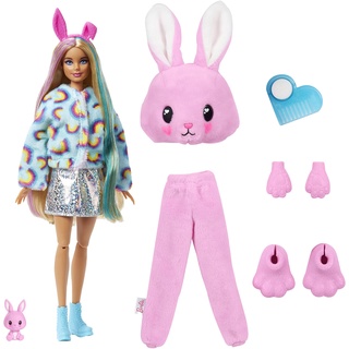 Barbie Cutie Reveal, bewegliche Hasenzubehör, 10 Überraschungen, Haustierspielzeug, Farbwechseleffekt, inkl. 1 Cutie Reveal Puppe, Geschenke für Kinder ab 3 Jahren,HHG19