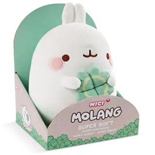 NICI Kuscheltier MOLANG mit Kleeblatt 24 cm – super-softes Plüschtier in Geschenkverpackung, Stofftier zum Kuscheln und Spielen, für Kinder & Erwachsene, 48875, tolle Geschenkidee, weiß, 24cm