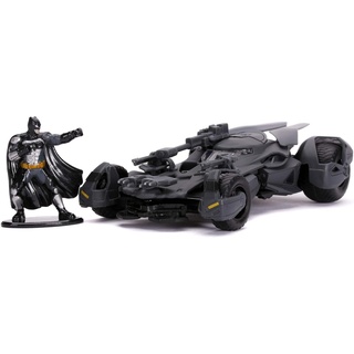 Jada Toys Justice League Batmobil, hochdetailiertes 1:32 Modellauto inkl. Batman-Figur, Türen können geöffnet werden, mit Freilauf, grau