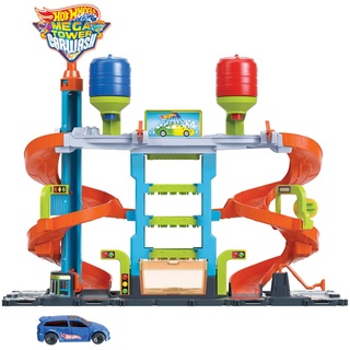 Hot Wheels City Autorennbahn mit Autowaschanlage, mit Farbwechseleffekt inkl. 1 Spielzeugauto, Auto Spielzeug, Spielzeug ab 4 Jahre, HDP05