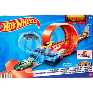 Hot Wheels GTV13 - Loop Stunt Champion Track-Set mit 1 Hot Wheels Fahrzeug im Maßstab 1:64, Spielzeug Autorennbahn für Kinder ab 4 Jahren