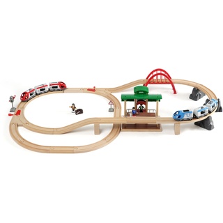 Spielzeug-Eisenbahn BRIO "BRIO WORLD, Großes Bahn Reisezug Set" Spielzeugfahrzeuge beige (natur) Kinder Ab 3-5 Jahren