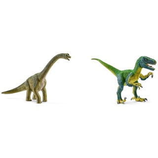 SCHLEICH 14581 Brachiosaurus, für Kinder ab 5-12 Jahren, Dinosaurs - Spielfigur & 14585 Velociraptor, Multicolor, 18 x 6.3 x 10.3 cm