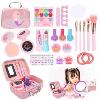 JOPHEK Kinderschminke Set Mädchen, Kinder Schminkkoffer Mädchen Spielzeug, Waschbar Make up Spielzeug für Mädchen Kinder Nagellacke mit Koffer, Geburtstag Geschenk 4 5 6 7 8 9 10 Jahre