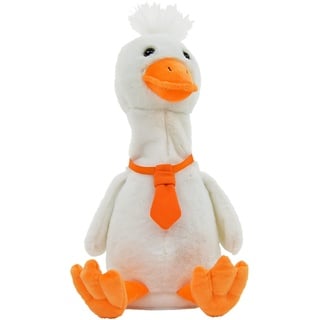 Kögler 75998 - Labertier Gans Donald mit Krawatte, ca. 27 cm groß, nachsprechende Plüschfigur mit Wiedergabefunktion, plappert alles witzig nach und bewegt sich