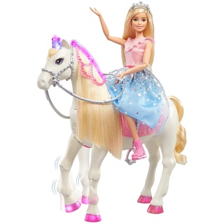 Barbie GML79 - „Prinzessinnen Abenteuer“ Tanzendes Pferd und Puppe, interaktives Spielzeug mit 3 Liedern, Lichtern, Geräuschen und realistischen Bewegungen, Geschenk für Kinder ab 3 Jahren