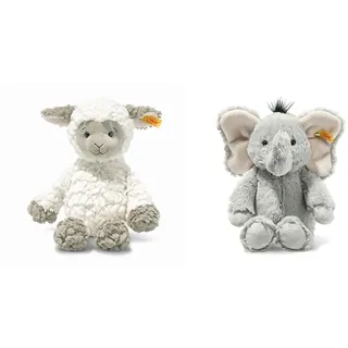 Steiff Lita Lamm weiß-braungrau 30 cm, Soft Cuddly Friends & Ella Elefant grau 30 cm, Soft Cuddly Friends Kuscheltier