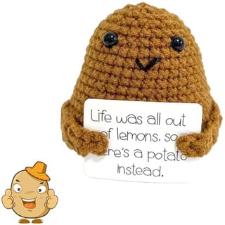 Vordpe Positive Potato Pocket Hug Geschenk,Pocket Hug Mini-Plüsch,Niedliche Wolle Strickpuppe Kartoffel mit positiver Energiekarte,Geschenke für Frauen (L Serie)