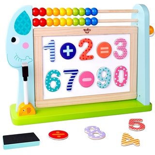 Tooky Toy TKF087 Kindertafel Rechenschieber Marker magnetische Zahlen ab 3 Jahre bunt