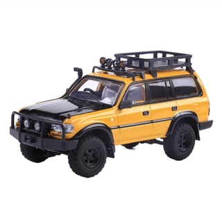 HOPEYS Modellauto 1:64 for Toyota Land Cruiser 80 Geländewagen, Metallmodellauto, Miniaturauto aus Druckguss, gelb lackiert