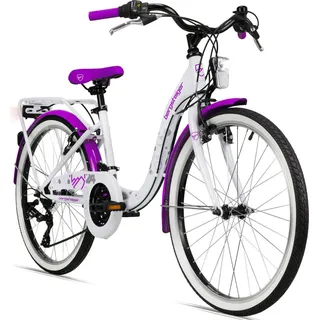 Bergsteiger Atlantis 24 Zoll Kinderfahrrad, geeignet für 8, 9, 10, 11 Jahre, StVZO, Shimano 6 Gang-Schaltung, Mädchen-Fahrrad mit Dynamo-Licht - Violett