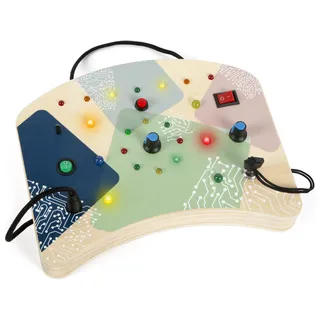 small foot Motorikbrett mit 21 LEDs und 8 Schaltern, elektronisches Lernspielzeug, Montessori Busy Board Motorikspielzeug für Kinder ab 1 Jahr, 12623, Bunt