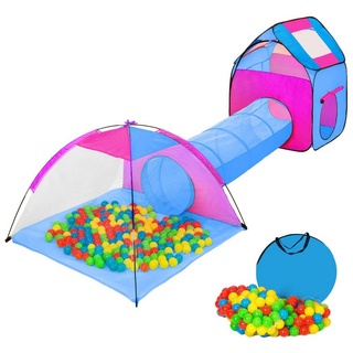 tectake Spielzelt Spielzelt mit Tunnel, 200 Bällen und Tasche blau 115,00 cm x 115,00 cm x 80,00 cm