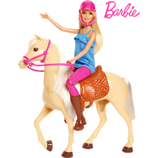 BARBIE Pferd mit Puppe (blond) Spielset Mehrfarbig