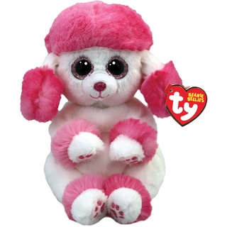 Ty Beanie Bellies-Peluche Heartly Pudel 15cm-TY41046, TY41046, Rosa, Weiß, Small