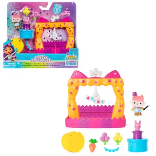 Gabby's Dollhouse, Balkon-Spielset Baby Box Talentwettbewerb, 8-teiliges Set mit Katzenfigur und Zubehörteilen, ab 3 Jahren