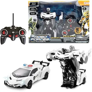 Toi-Toys Spielzeug-Auto Transform Roboter - Robo Forces, mit Licht & Fernsteuerung weiß