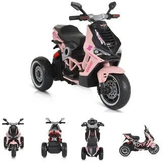 Moni Elektro-Kindermotorrad Kinder Elektromotorrad Napoli, Belastbarkeit 30 kg, EVA-Reifen, Musikfunktion, Rückwärtsgang, MP3 rosa