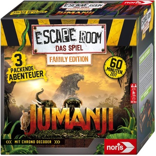 Noris 606101837 - Escape Room Jumanji (Family Edition) - Familien und Gesellschaftsspiel für Erwachsene und Kinder, inkl. 3 Fällen und Chrono Decoder, ab 10 Jahren