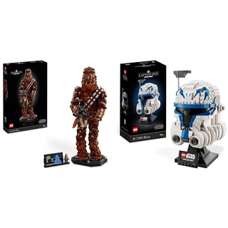 LEGO 75371 Star Wars Chewbacca, Wookie-Figur zum Sammeln, Bogenspanner & Star Wars Captain Rex Helm Set, The Clone Wars Modell Sammlerstück